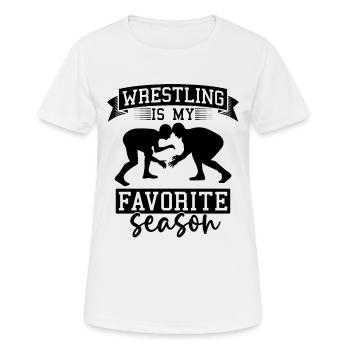 La lutte est mon catcheur de saison préféré - T-shirt respirant Femme - blanc - Devant - AI Model Female 172 dark (172cm)