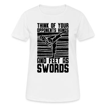 Combattant de Taekwondo Pensez à vos adversaires Combattez - T-shirt respirant Femme - blanc - Devant - AI Model Female 172 dark (172cm)