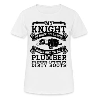 My Knight In Shining Armor Plumber Plumbing Pipe - Frauen T-Shirt atmungsaktiv - Weiß - Vorne - AI Model Female 172 dark (172cm)