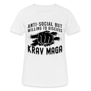 Anti-Social Mais Krav Maga Arts Martiaux MMA Fighter - T-shirt respirant Femme - blanc - Devant - AI Model Female 172 dark (172cm)
