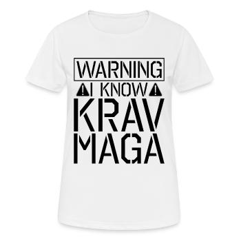 Attention Je Connais Krav Maga Contact Fight MMA Fighter - T-shirt respirant Femme - blanc - Devant - AI Model Female 172 dark (172cm)