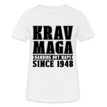 Krav Maga Handing Out Naps Since Military Fighter - Women's Breathable T-Shirt - white - Front - AI Model Female 172 dark (172cm)