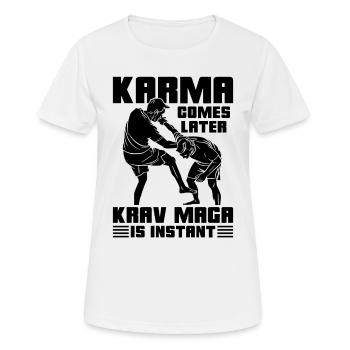 Karma vient plus tard Krav Maga Combat Instant Fighter - T-shirt respirant Femme - blanc - Devant - AI Model Female 172 dark (172cm)