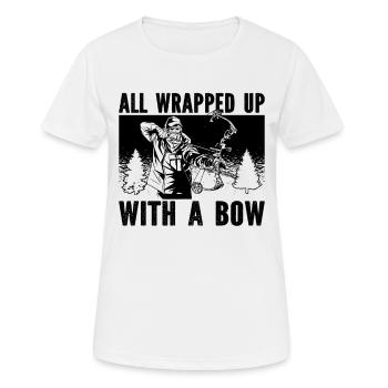 Le tout enveloppé avec des arbalètes de chasse à l’arc Bowhunter - T-shirt respirant Femme - blanc - Devant - AI Model Female 172 dark (172cm)