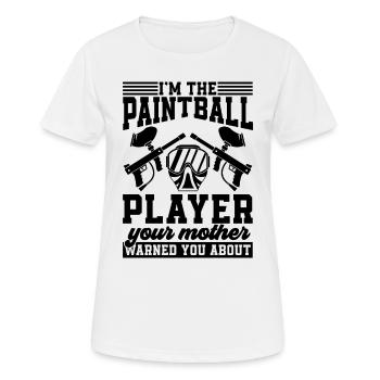 Je suis le joueur de paintball Paintball Splatter Player - T-shirt respirant Femme - blanc - Devant - AI Model Female 172 dark (172cm)