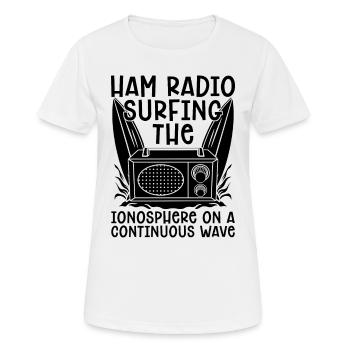 Amateur Radio Surfing L’opérateur d’antenne de l’ionosphère - T-shirt respirant Femme - blanc - Devant - AI Model Female 172 dark (172cm)