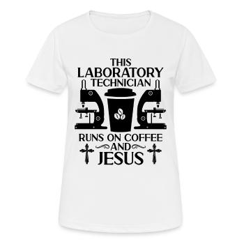 Ce technicien de laboratoire fonctionne sur un scientifique de laboratoire - T-shirt respirant Femme - blanc - Devant - AI Model Female 172 dark (172cm)