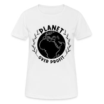 Planet Over Profit Loves Science Climate Activist - Frauen T-Shirt atmungsaktiv - Weiß - Vorne - AI Model Female 172 dark (172cm)