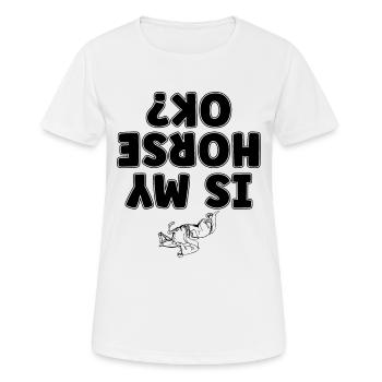 Mon cheval va-t-il ? Saut d’obstacles équin Saut d’obstacles - T-shirt respirant Femme - blanc - Devant - AI Model Female 172 dark (172cm)