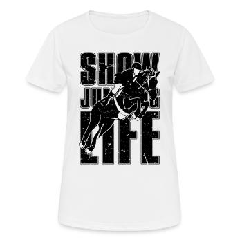 Show Jumping Life Loves Horse Riding Show Jumper - Frauen T-Shirt atmungsaktiv - Weiß - Vorne - AI Model Female 172 dark (172cm)