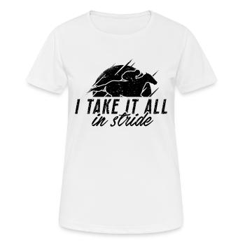 Je prends tout saut d’obstacles Horse Lover Saut d’obstacles - T-shirt respirant Femme - blanc - Devant - AI Model Female 172 dark (172cm)