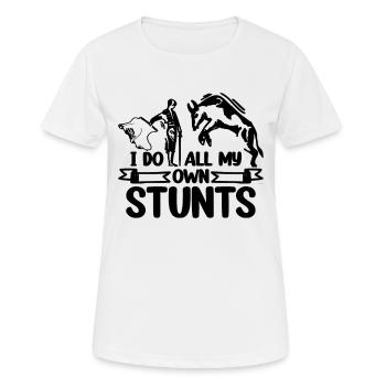 Je fais tous mes propres cascades Aime le torero de rodéo - T-shirt respirant Femme - blanc - Devant - AI Model Female 172 dark (172cm)
