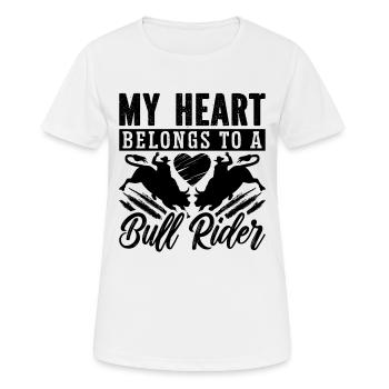 Mon cœur appartient au rodéo d’équitation de taureau Cavalier de taureau - T-shirt respirant Femme - blanc - Devant - AI Model Female 172 dark (172cm)