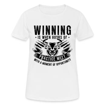 Gagner, c’est quand heures Calf Roping Steer lutteur - T-shirt respirant Femme - blanc - Devant - AI Model Female 172 dark (172cm)