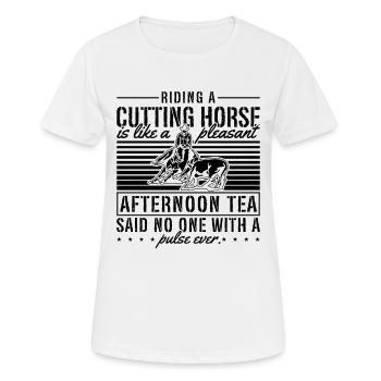 Monter un cheval de coupe est un cheval de l’Ouest - T-shirt respirant Femme - blanc - Devant - AI Model Female 172 dark (172cm)