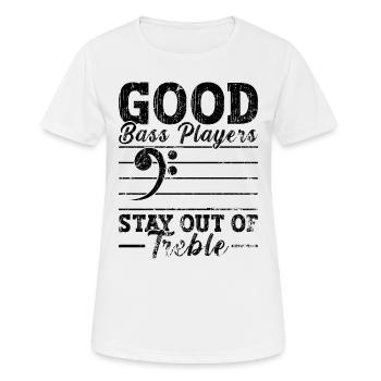 Good Bass Players Stay Retro Guitar Bass Player - Frauen T-Shirt atmungsaktiv - Weiß - Vorne - AI Model Female 172 dark (172cm)