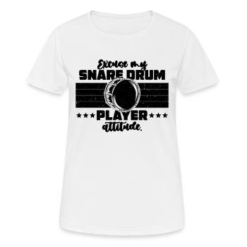 Excusez mon joueur de caisse claire Marching Band Batteur - T-shirt respirant Femme - blanc - Devant - AI Model Female 172 dark (172cm)