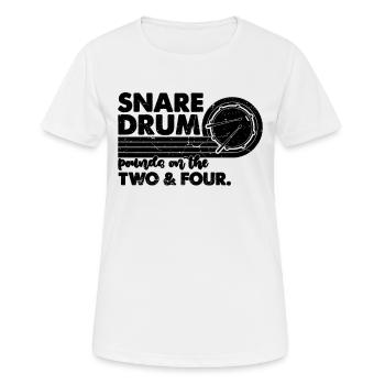 Snare Drum Pounds On The Instrument Lovers Drummer - Women's Breathable T-Shirt - white - Front - AI Model Female 172 dark (172cm)