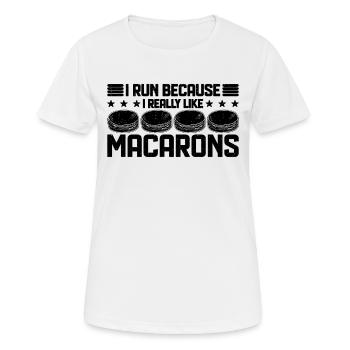 Je cours parce que j’aime beaucoup grignoter un amateur de macarons - T-shirt respirant Femme - blanc - Devant - AI Model Female 172 dark (172cm)