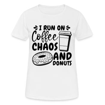 I Run On Coffee Caffeine Coffee & Donuts Lover - Frauen T-Shirt atmungsaktiv - Weiß - Vorne - AI Model Female 172 dark (172cm)