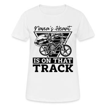 Nana's Heart Is On That Track Bicyclette BMX Rider - Frauen T-Shirt atmungsaktiv - Weiß - Vorne - AI Model Female 172 dark (172cm)