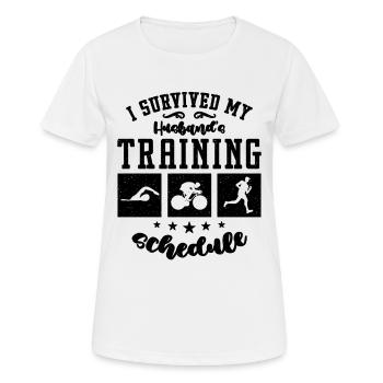 I Survived My Husband's SprintingTriathlon Lover - Frauen T-Shirt atmungsaktiv - Weiß - Vorne - AI Model Female 172 dark (172cm)
