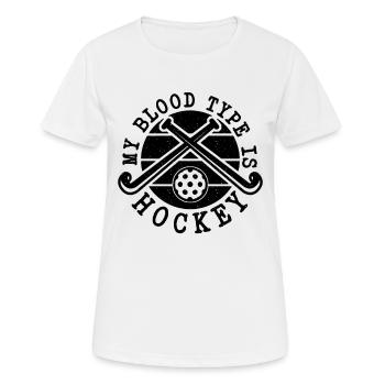 My Blood Type Is Retro Floor Ball Hockey Player - Women's Breathable T-Shirt - white - Front - AI Model Female 172 dark (172cm)