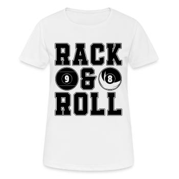 Rack & Roll Cue Sports Billiard Ball Pool Player - Frauen T-Shirt atmungsaktiv - Weiß - Vorne - AI Model Female 172 dark (172cm)