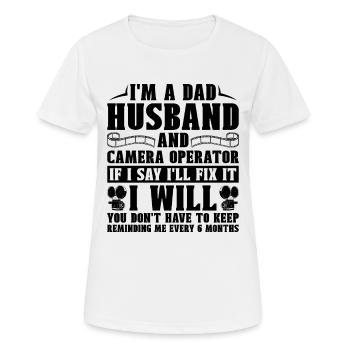 Je suis un mari de père et des caméramans de cinéma - T-shirt respirant Femme - blanc - Devant - AI Model Female 172 dark (172cm)