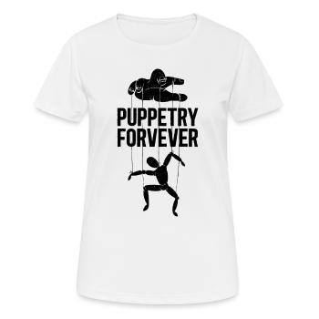 Puppetry Forever Shadow Play Puppet Show Puppeteer - Frauen T-Shirt atmungsaktiv - Weiß - Vorne - AI Model Female 172 dark (172cm)