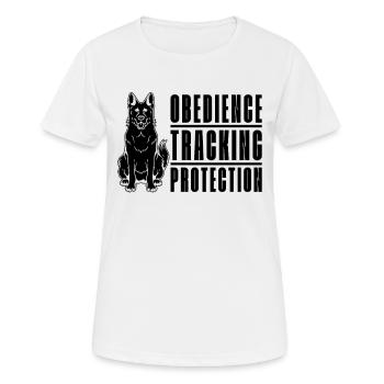 Obedience Tracking Canine German Shepherd Lover - Frauen T-Shirt atmungsaktiv - Weiß - Vorne - AI Model Female 172 dark (172cm)
