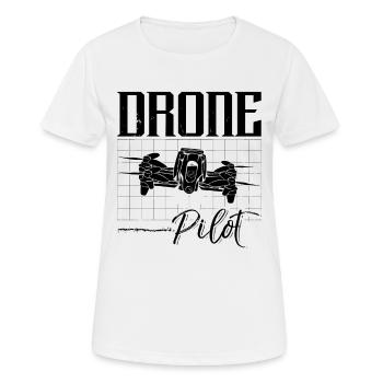 Pilote de drone Quadcopter Racing Machine Drone Racer - T-shirt respirant Femme - blanc - Devant - AI Model Female 172 dark (172cm)