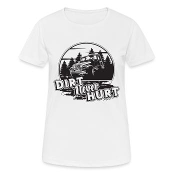 La saleté n’a jamais fait de mal à un coureur hors route - T-shirt respirant Femme - blanc - Devant - AI Model Female 172 dark (172cm)