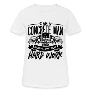 Je suis un homme béton Concrétiseur Finitions de béton - T-shirt respirant Femme - blanc - Devant - AI Model Female 172 dark (172cm)