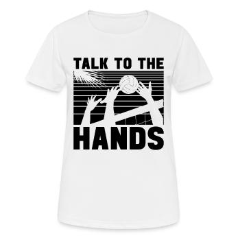 Parlez aux mains Joueur de volleyball de plage - T-shirt respirant Femme - blanc - Devant - AI Model Female 172 dark (172cm)
