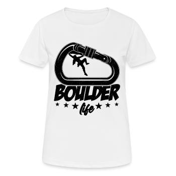 Boulder Life Indoor Climbing Mountaineer Climber - Frauen T-Shirt atmungsaktiv - Weiß - Vorne - AI Model Female 172 dark (172cm)