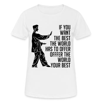 Si vous voulez le meilleur amateur de Tai Chi Tai Chi - T-shirt respirant Femme - blanc - Devant - AI Model Female 172 dark (172cm)
