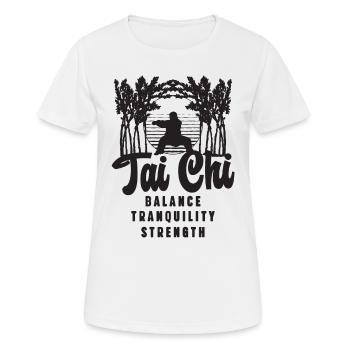 Tai Chi Équilibre Tranquillité Force Taijiquan - T-shirt respirant Femme - blanc - Devant - AI Model Female 172 dark (172cm)