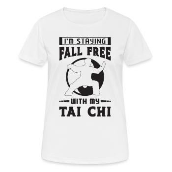 Je reste libre d’automne avec mon amoureux du Tai Chi Qigong - T-shirt respirant Femme - blanc - Devant - AI Model Female 172 dark (172cm)