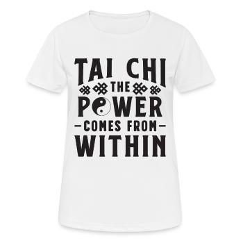 Tai Chi Le pouvoir vient de Taiji Tai Chi Lover - T-shirt respirant Femme - blanc - Devant - AI Model Female 172 dark (172cm)