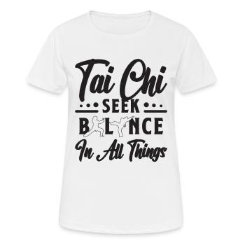 Tai Chi Rechercher l’équilibre dans tous les amateurs de Tai Chi Qigong - T-shirt respirant Femme - blanc - Devant - AI Model Female 172 dark (172cm)