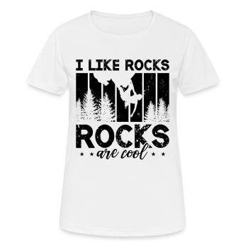 I Like Rocks Rocks Are Retro Climbing Rock Climber - Frauen T-Shirt atmungsaktiv - Weiß - Vorne - AI Model Female 172 dark (172cm)
