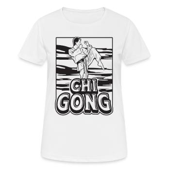Chi Gong Méditation Yin Yang Ninjutsu Qigong Lover - T-shirt respirant Femme - blanc - Devant - AI Model Female 172 dark (172cm)