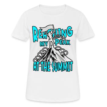 Reaching My Peak Summit Hiking Mountain Climber - Women's Breathable T-Shirt - white - Front - AI Model Female 172 dark (172cm)