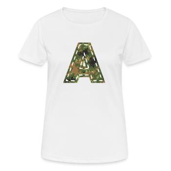 A letter camouflage camouflage spot Bundeswehr sewn - Women's Breathable T-Shirt - white - Front - AI Model Female 172 dark (172cm)
