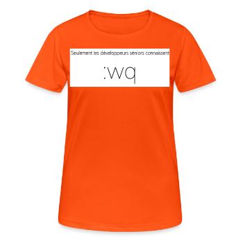 seulement les developpeurs seniors connaissent - T-shirt respirant Femme - orange néon - Devant - AI Model Female 172 dark (172cm)