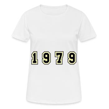 Numéro de l’année 1979 - T-shirt respirant Femme - blanc - Devant - AI Model Female 172 dark (172cm)