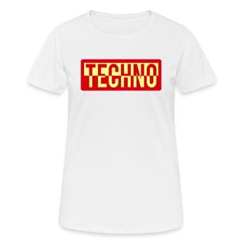 TECHNO - Frauen T-Shirt atmungsaktiv - Weiß - Vorne - AI Model Female 172 dark (172cm)