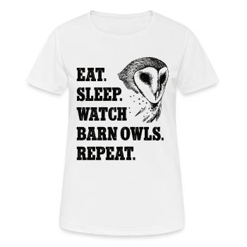 Schleiereule Eat Sleep Repeat Shirt Eulenliebhaber - Frauen T-Shirt atmungsaktiv - Weiß - Vorne - AI Model Female 172 dark (172cm)