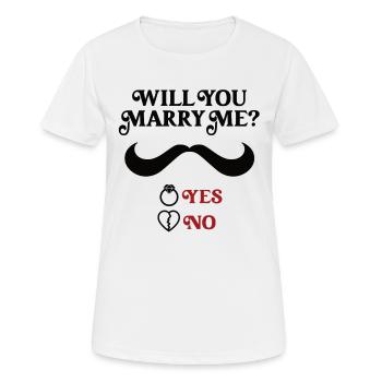 Marriage proposal Demande en mariage - T-shirt respirant Femme - blanc - Devant - AI Model Female 172 dark (172cm)